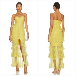 MAJORELLE Zelda Fitz Gown in Lemon Yellow
